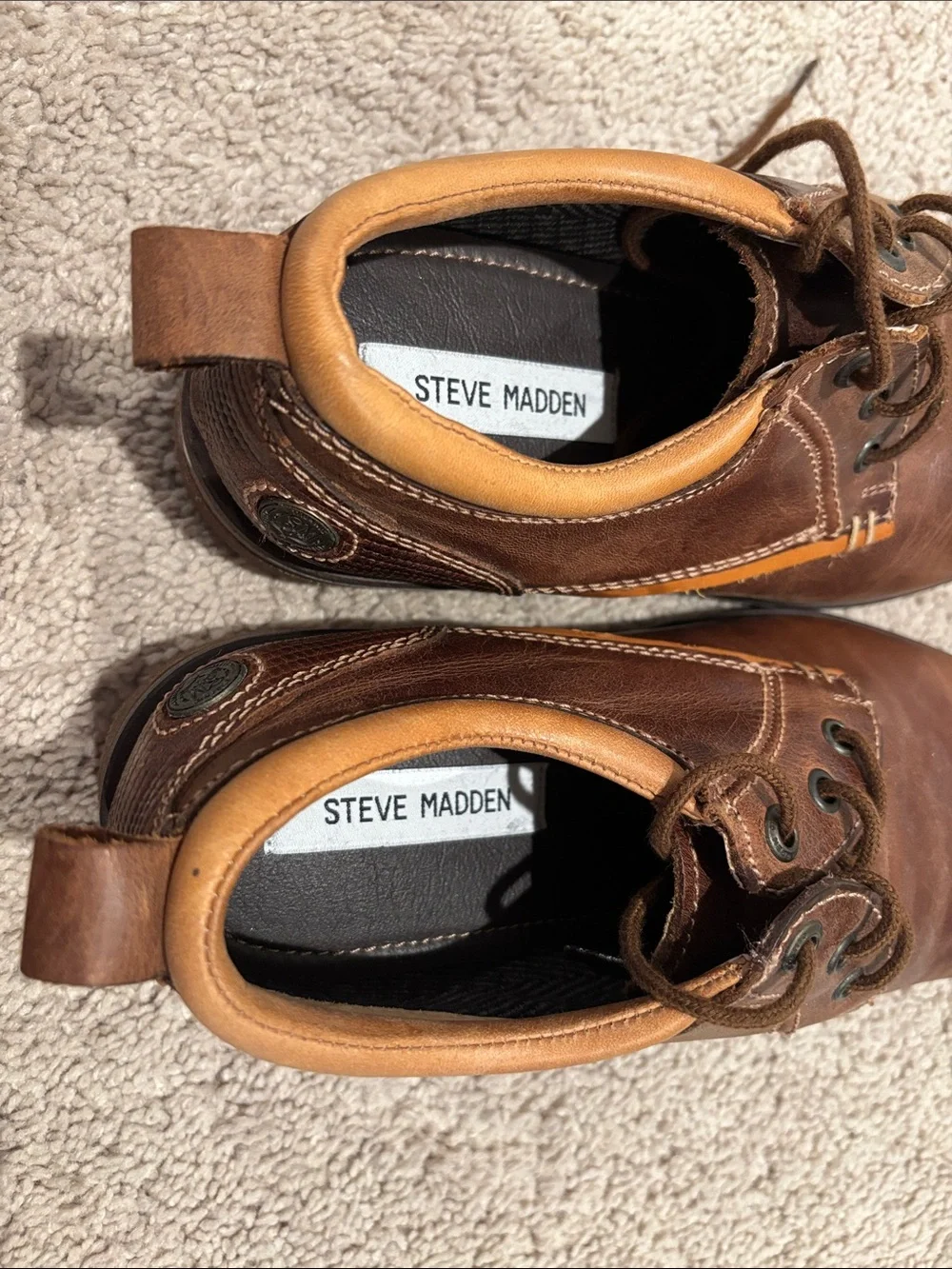 Steve Madden Brown Leather Lace-Up Casual Shoes